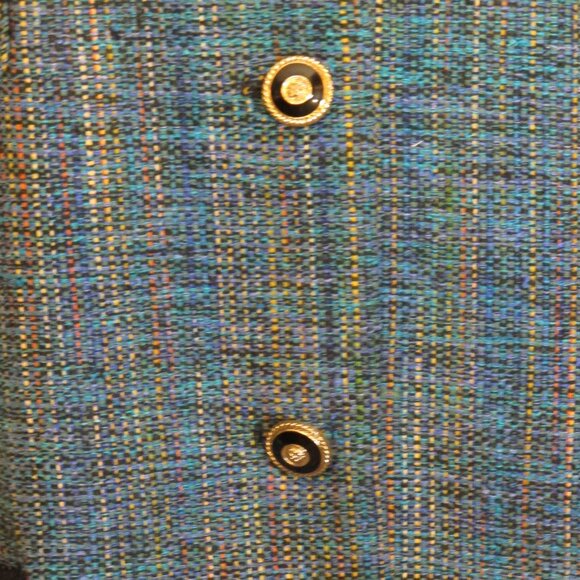 Brownstone Studio silk-blend blue plaid blazer with black trim – never worn 18P - Picture 7 of 7